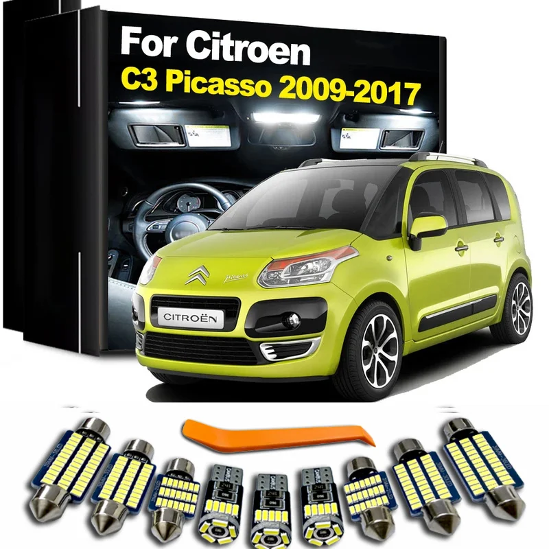13Pcs LED Bulb Interior Map Dome Reading Light Kit For Citroen C3 Picasso 2009 2010 - 2013 2014 2015 2016 2017 Accessories