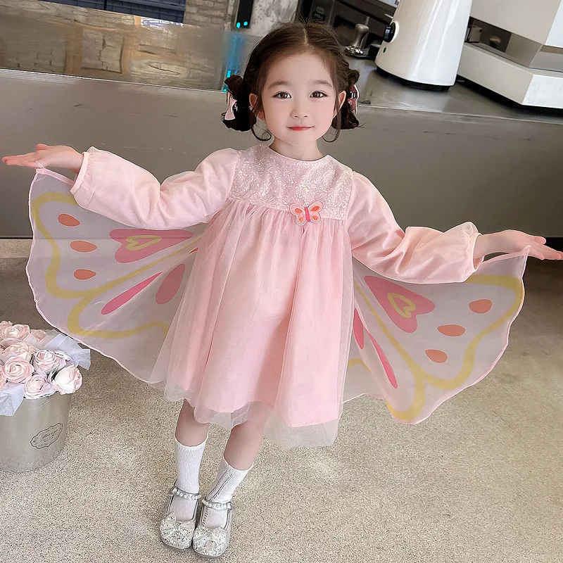 2024 New Girl's Winged Fairy Baby's Fashionable Spring Dress