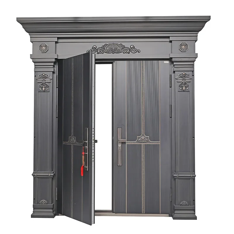 Rural Self Built House Villa Zinc Alloy Class A Anti Theft Door With Chinese Style Cast Aluminum Door Head