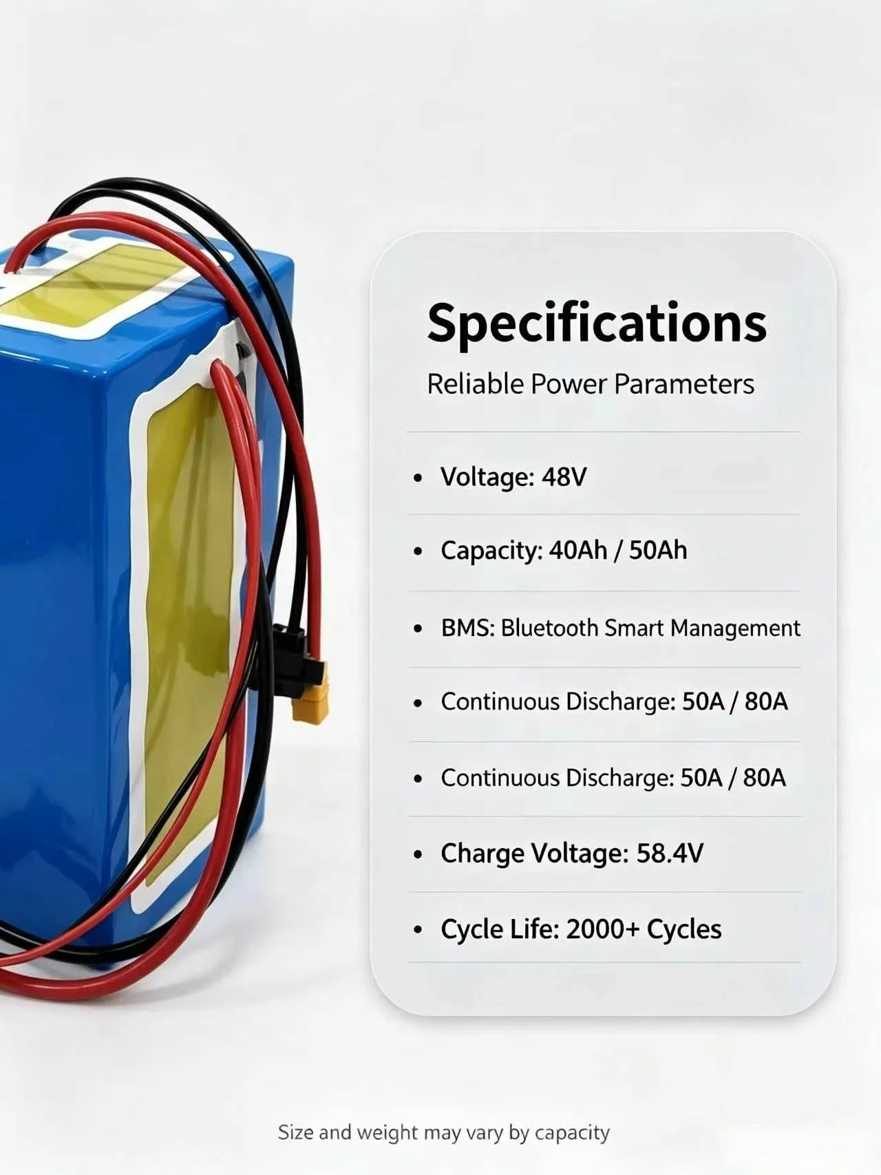 48V 40AH 50Ah Lifepo4 lithium battery pack with 50A 80A Bluetooth BMS APP for 2000W scooter bike tricycle boat go cart