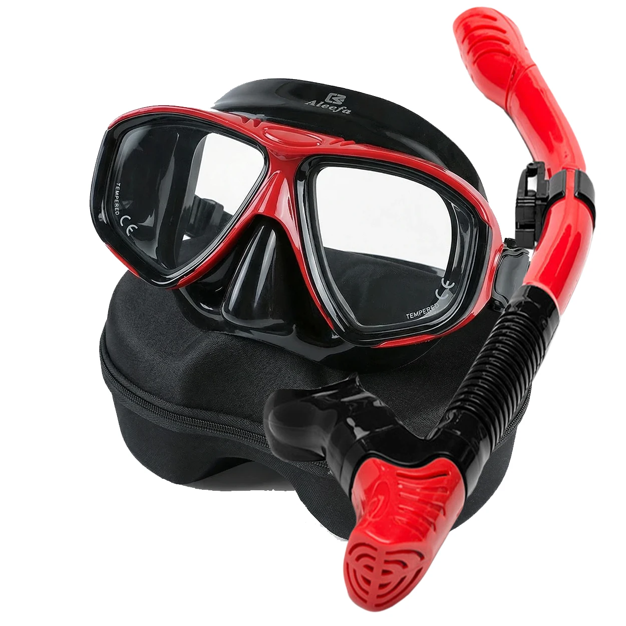 Adult Scuba Diving Mask Snorkel Set, Tempered Lens Dive with Antifog Spray, Swimming Glasses, Elastic Band, Gift Box