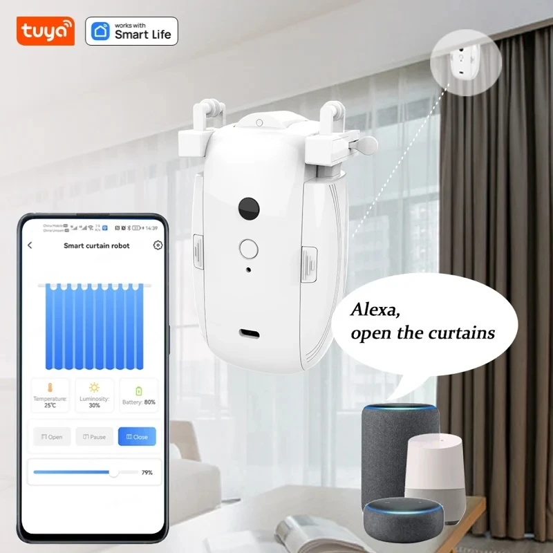 Smart Curtain robot wifi/BL Smart Curtain switchbot T/U-Rail Tracks Automatic Curtain Motor Electric Curtainbot Remote Control