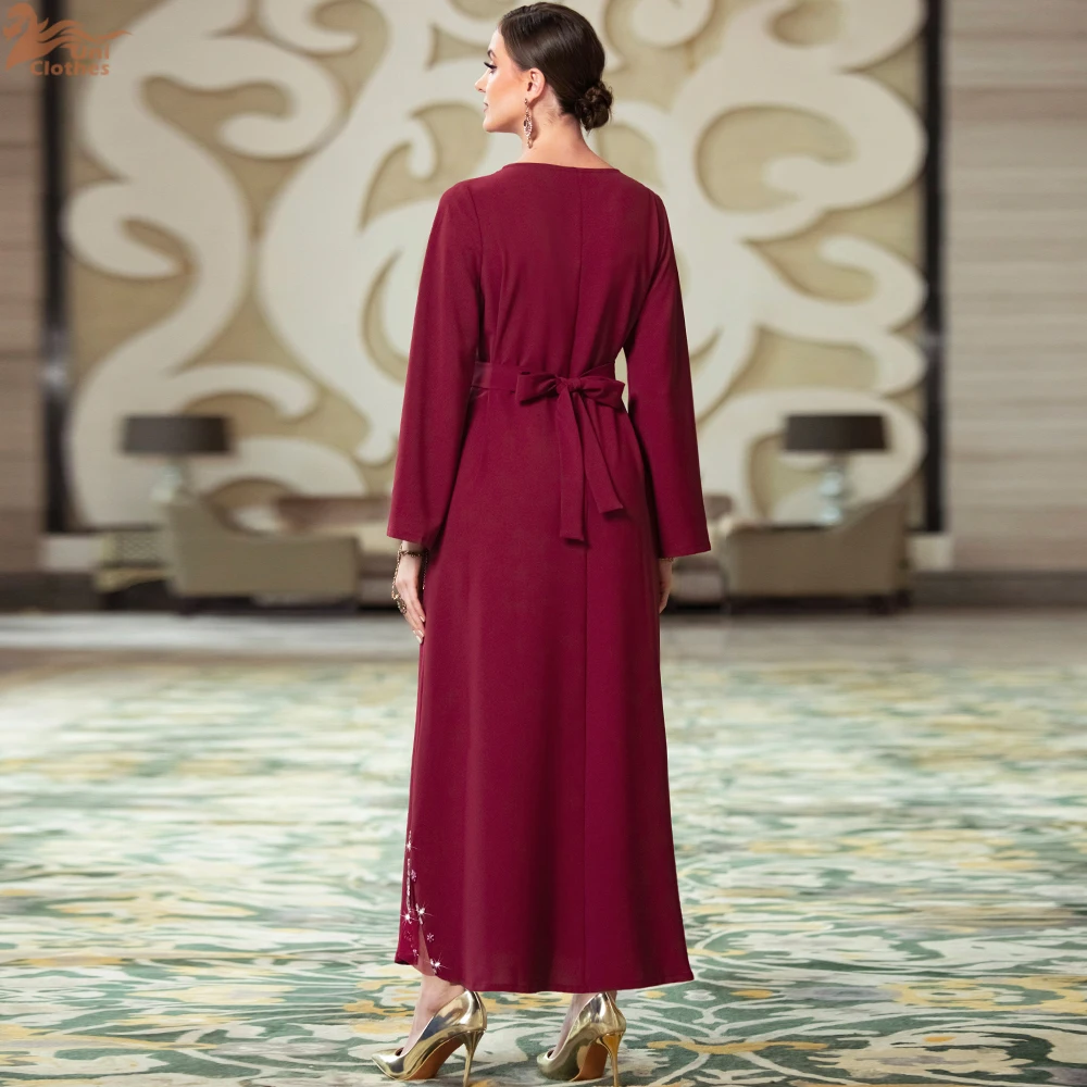 Ramadan rouge musulman Abaya dubaï turquie Islam Hijab Robe Jalabiya robes africaines pour femmes Robe Femme robes musulmane caftans