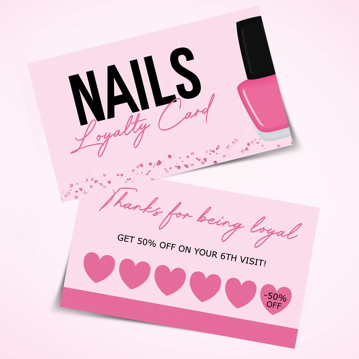 50Pcs Nail Loyalty Card  Nail Salon Polish Manicurist Business Card Press on Nail Discount Cards Wholesale