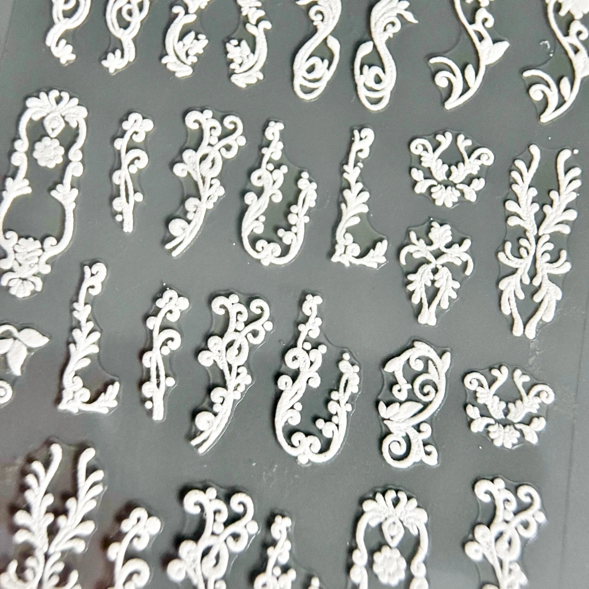 Newest White Lace flower 5d Relief Nail Art Sticker Nail Deco Slider TW-008