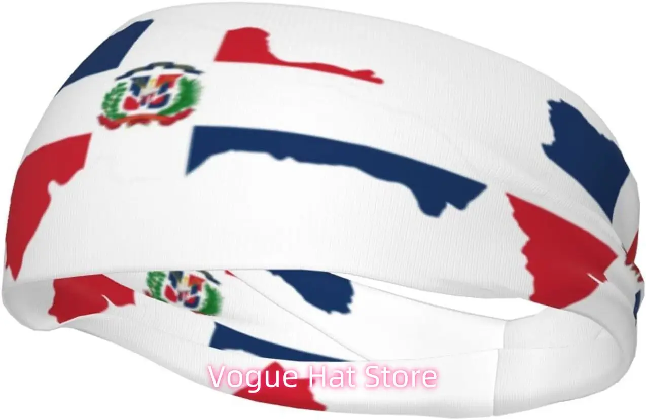 

Dominican Republic Map Unisex Workout Exercise Athletic Headband Sports Sweatband, Hammerhead Shark Silhouette Blue Breathable