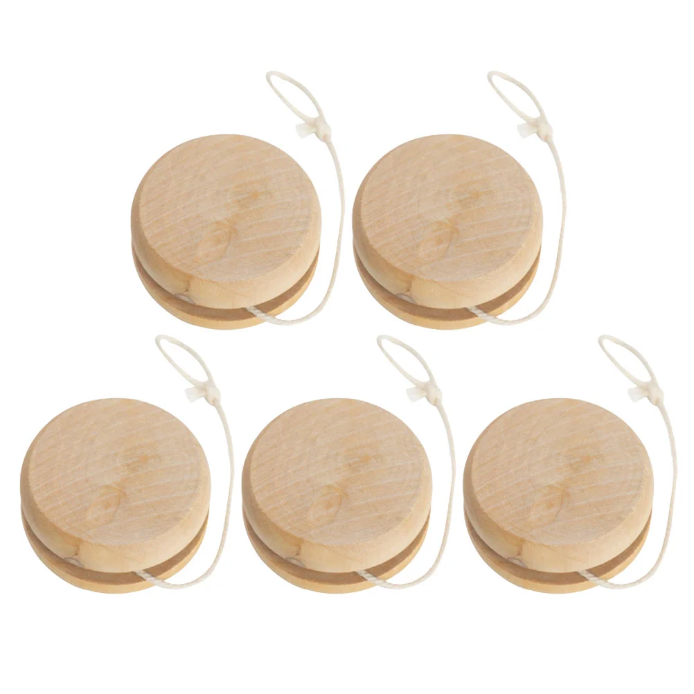 

5 Pcs Wooden Yo-yo Outdoor Playset Blank Early Education Toy Interesting Yo-yos for Park Baby