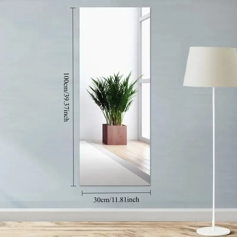 

1Pc 30.04x100.05cm Anti-Glare Heat-Resistant Glass Film, Retro Rectangle Mirror Sticker for Home Office