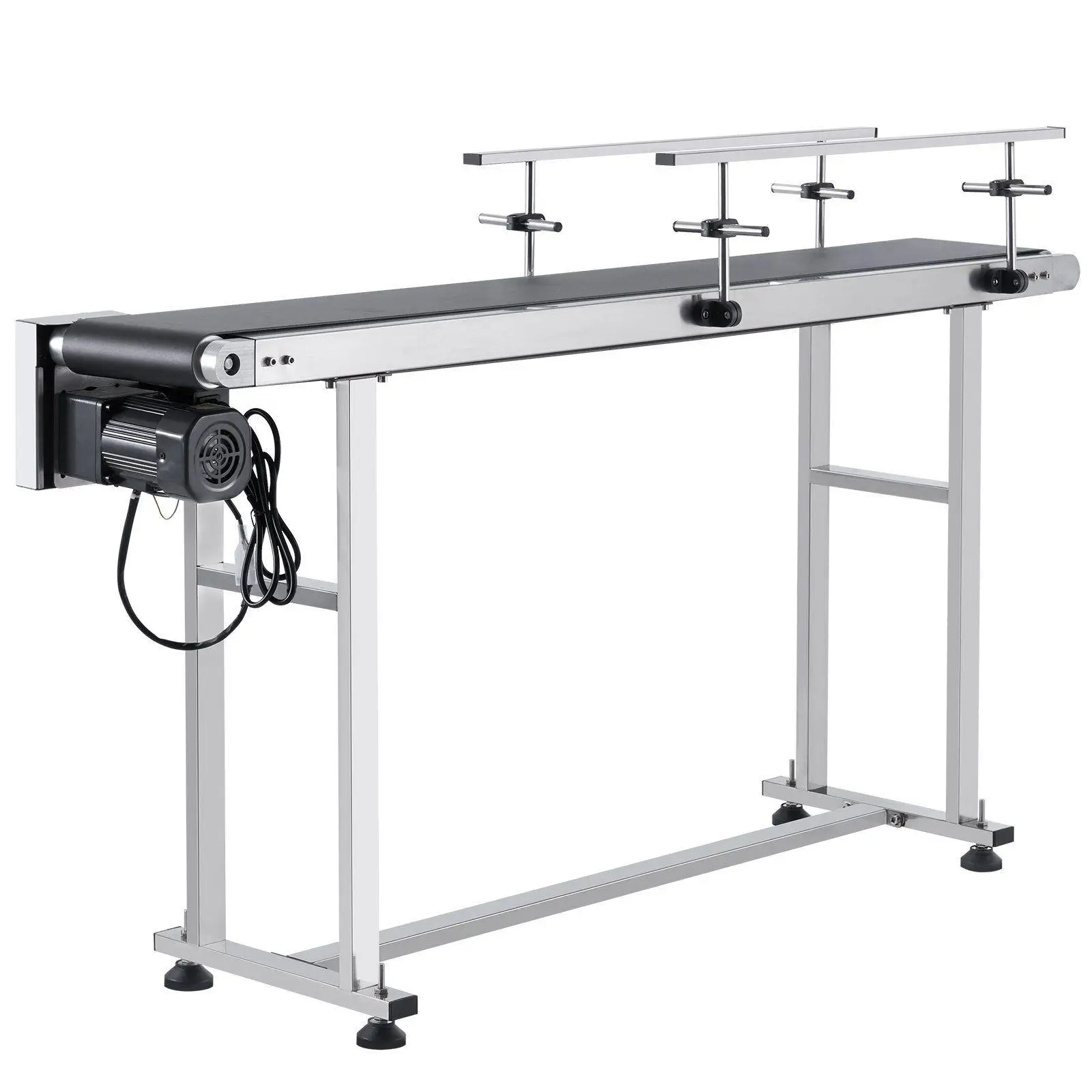 

59x7.8in Heavy-Duty Conveyor with Stainless Steel Body, Anti-Static PVC Belt, Infinitely Adjustable Speed and Dual Safety Rails