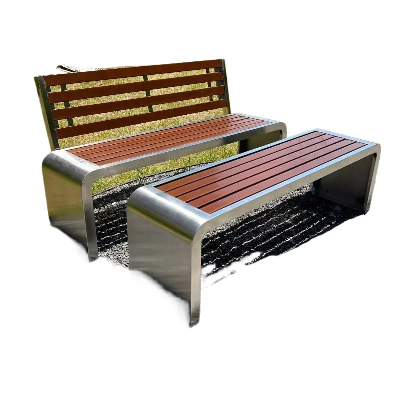 Stainless steel chair Park outdoor bench Park chair Courtyard bench Outdoor preservative wood plastic wood leisure seat