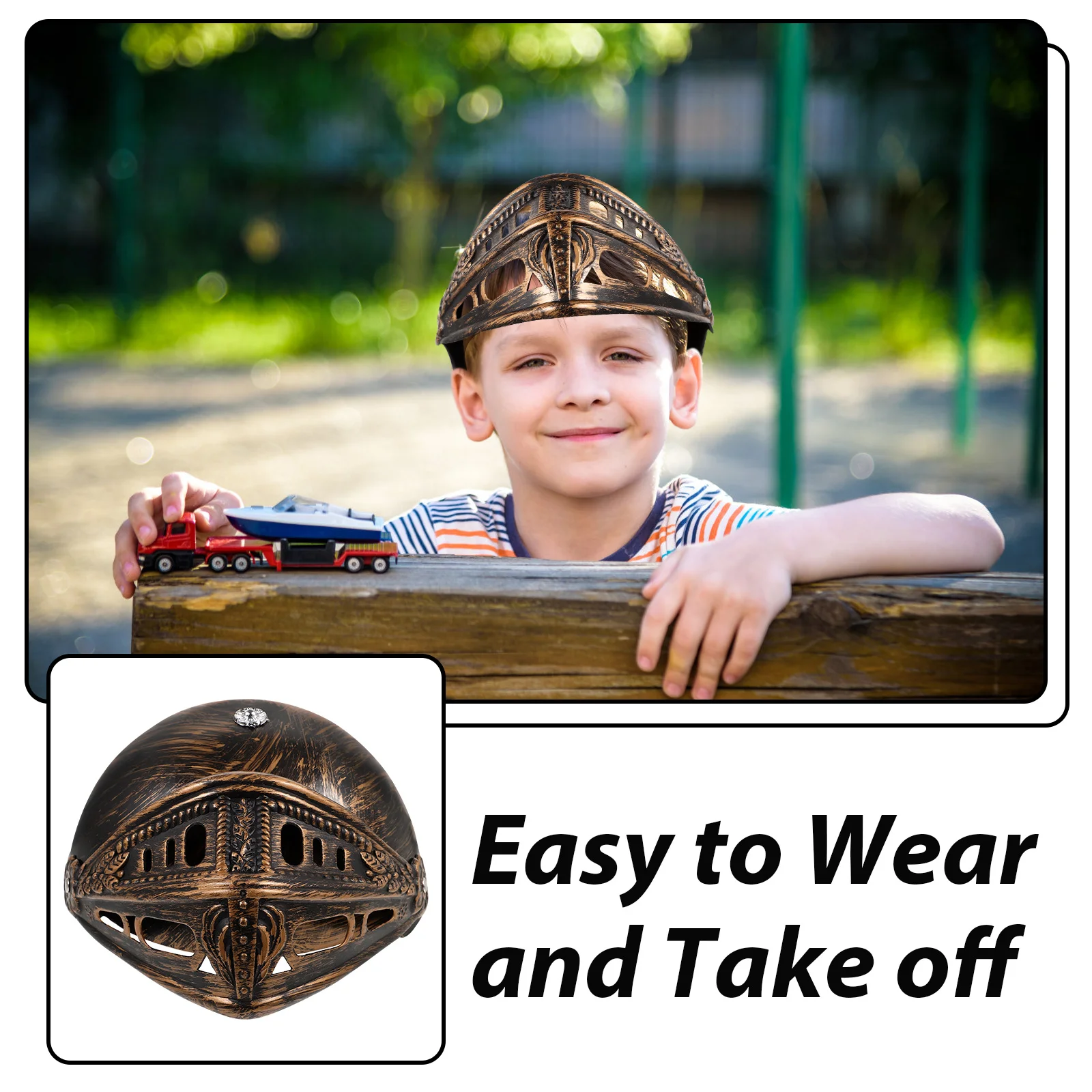Kids Roman Soldier Cosplay Headwear Lightweight Breathable Costume Hat Party Accessory Roman Soldier Headgear