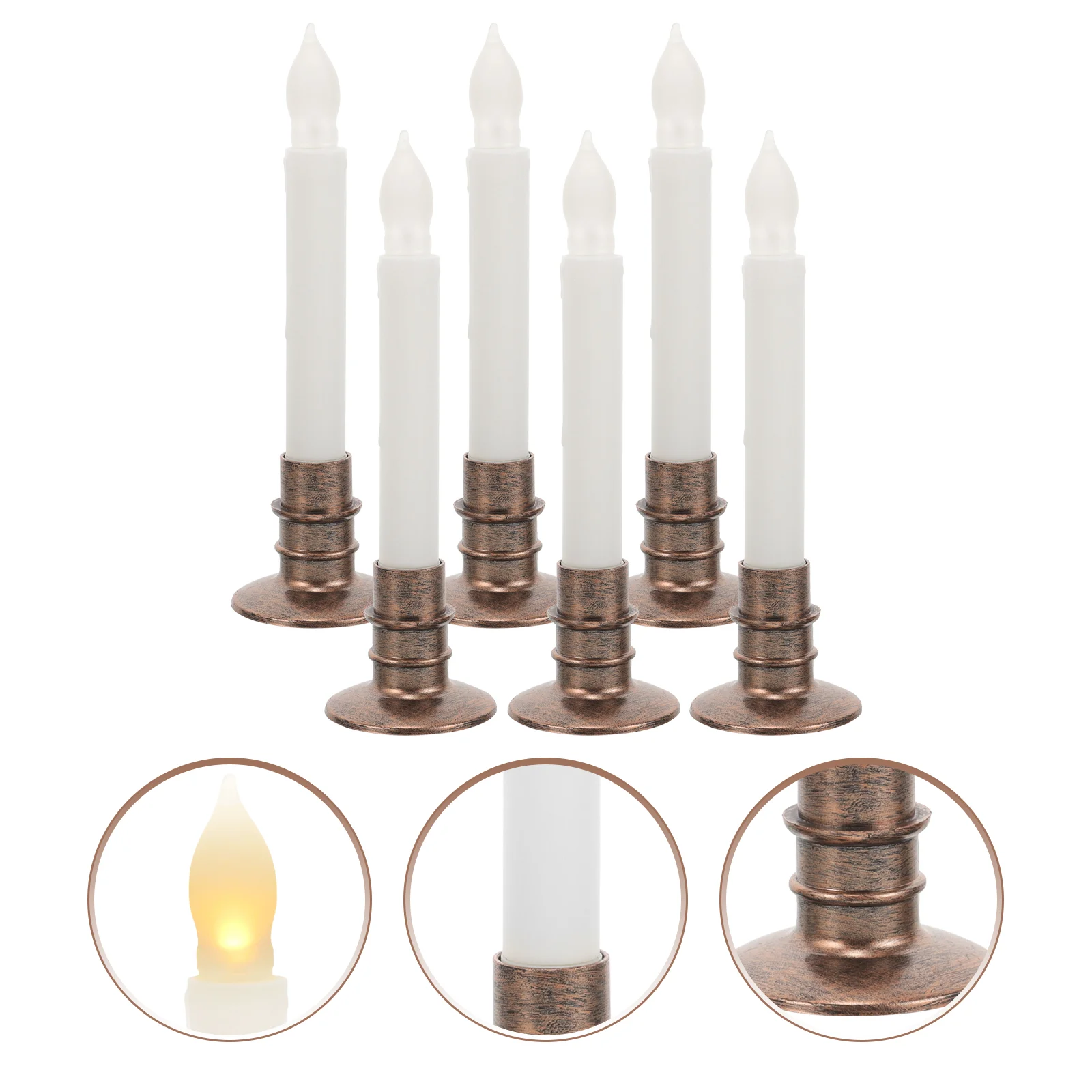 6 Pcs Light Long Stick Lights Rechargeable Batteries Flameless Tealight Candles Abs LED