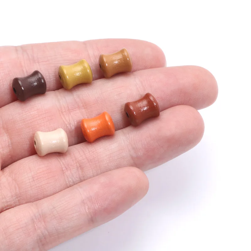 Maillard color 50pcs Bamboo Joint Wood Spacer Beads Necklaces Bracelets Earrings Wooden Beads For Jewelry Making DIY Accessories