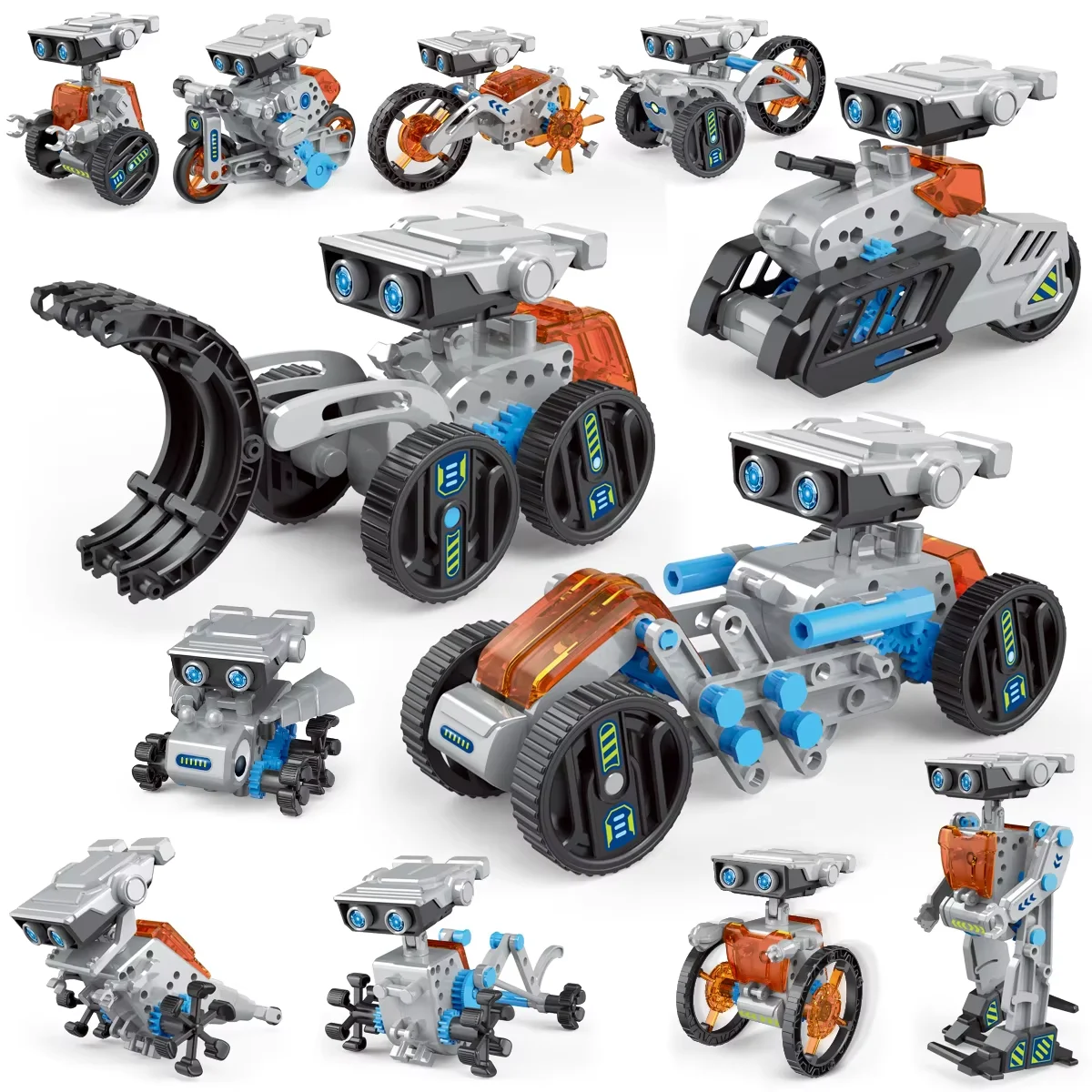 12 في 1 لعبة تعليمية تجميع روبوت مجموعة روبوت كهربائي قابل للتحويل متعدد المورف روبوت لتقوم بها بنفسك لعبة التكنولوجيا هدية لعبة أطفال