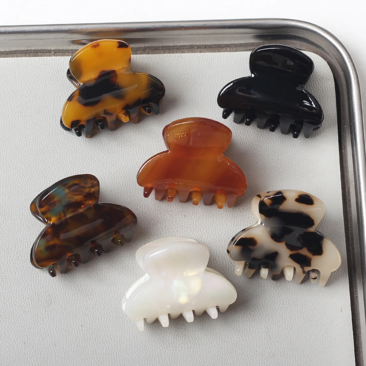 

2Pcs/set Small Mini Hair Claws Sweet Acetate Hair Clips for Women Girl Barrettes Crab Clamp Ponytail Hairpin Fashion Accessories