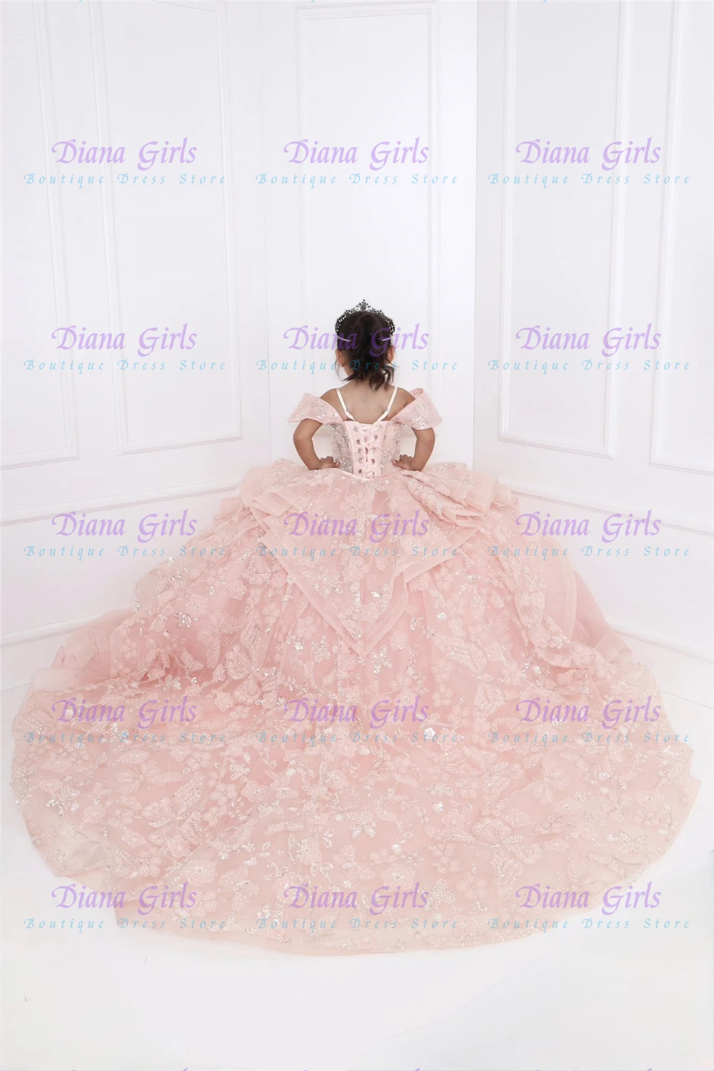 Lovely Piink Tulle Fluffy with Quality Applique Flower Girl Dress for Little Princess Wedding Birthday Party Communion Gowns
