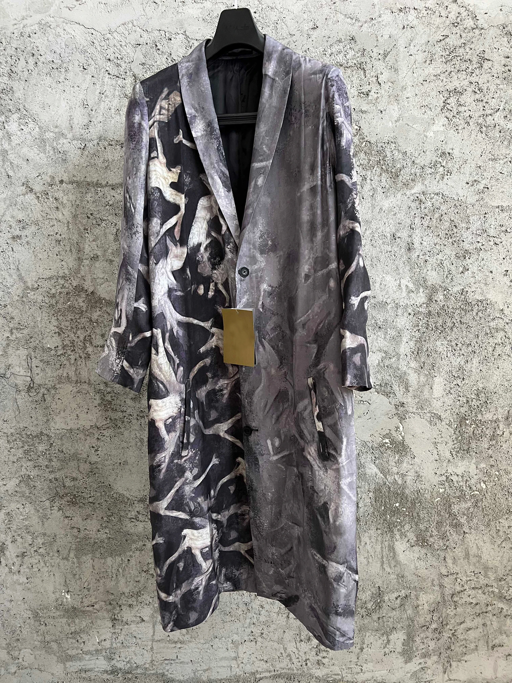 TOP-YAMOTO الأصلي الجحيم طباعة الأخضر الفاكهة طوق سترة حريرية نمط مصمم بأكمام طويلة للرجال #2