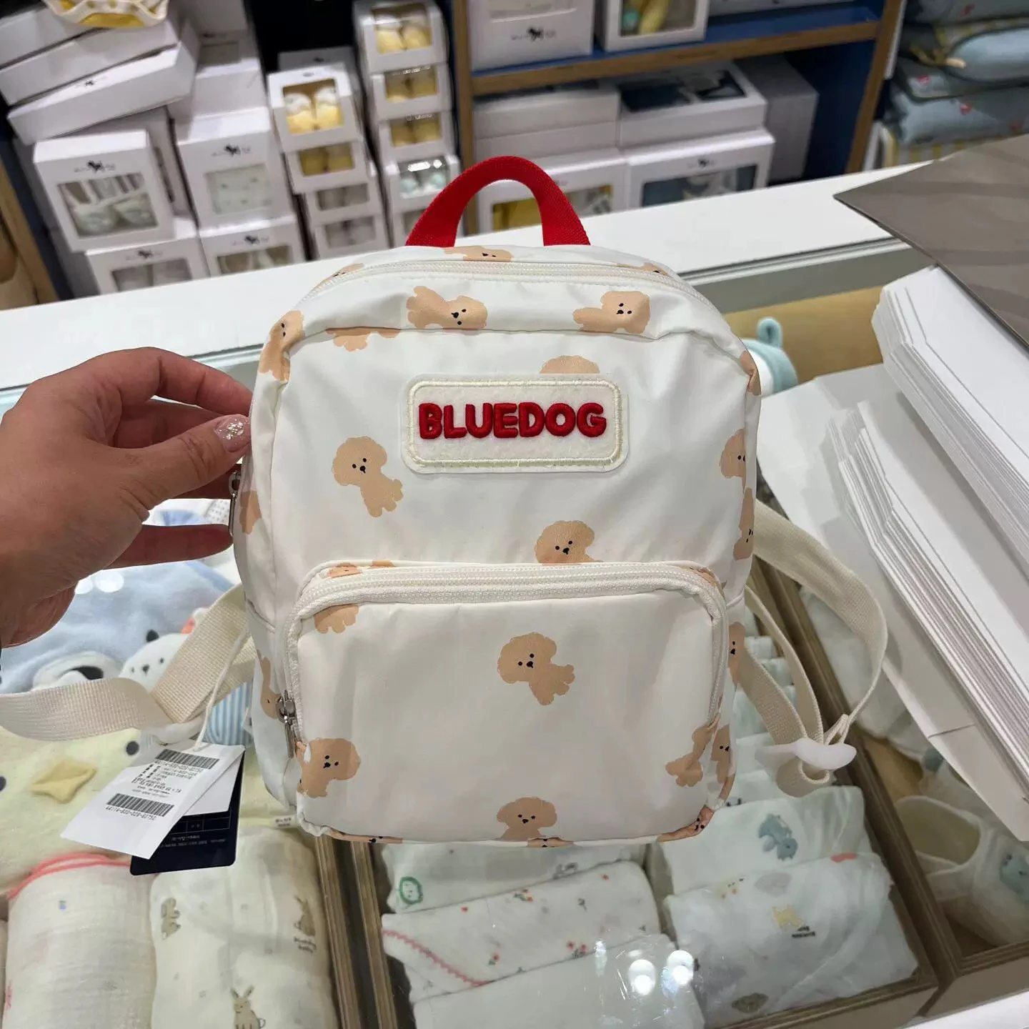 Seasonless Kids' Casual Cartoon Dog Double Shoulder Bag Nylon Material Zipper Closure Unisex Small Size Backpack for Daily Use