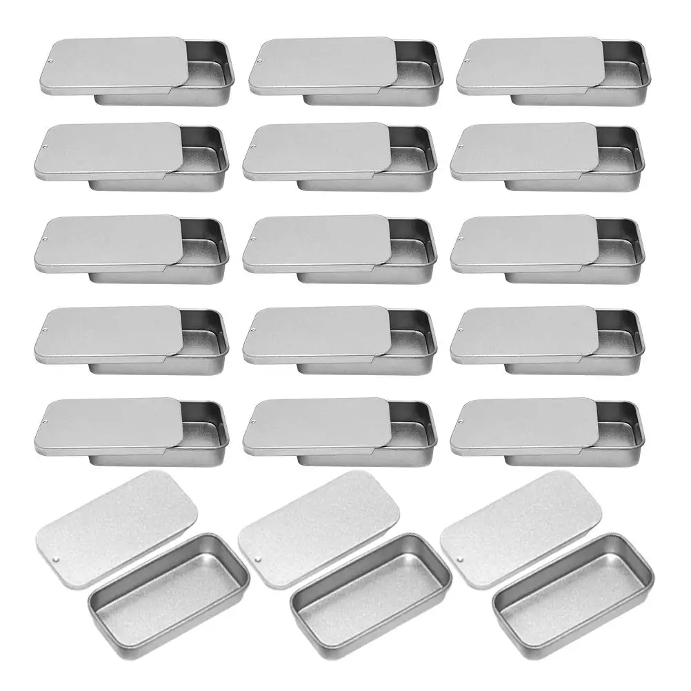 

18 Pcs Balm Box Tinplate Container 50X25X10mm Matte Silver Small Tins Gift Cans Metal Lids Storage Candy Jewelry