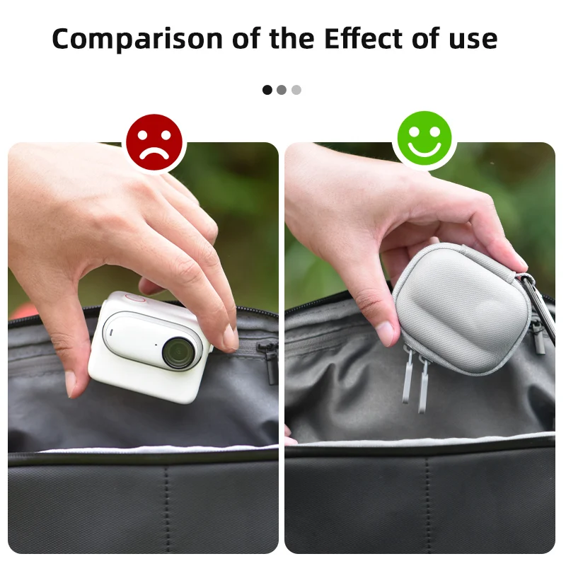 Brdrc mini aufbewahrung tasche für insta360 go 3/go 3s kleine trage tasche reise tragbare tasche mit karabiner action kamera zubehör – Detail 4