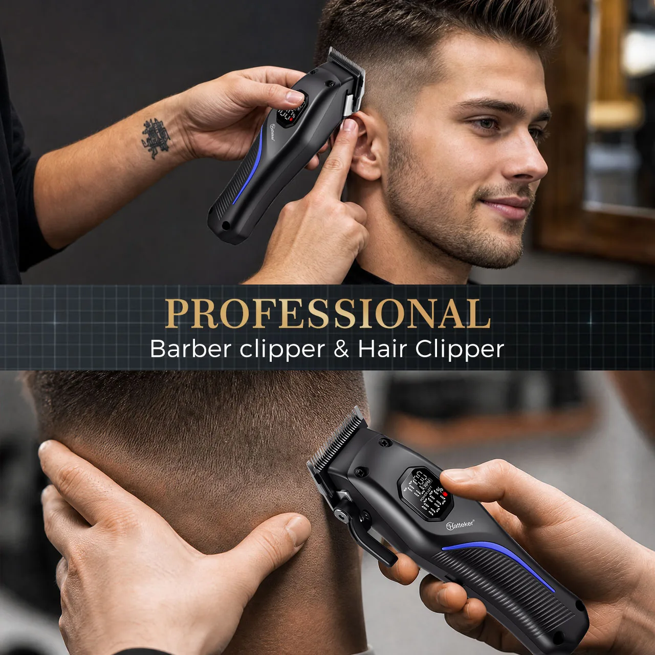 Hatteker Elektrischer Haarschneider mit Verstellbaren Klingen Herren-Friseurschneider Professioneller Friseursalon – Detail 4