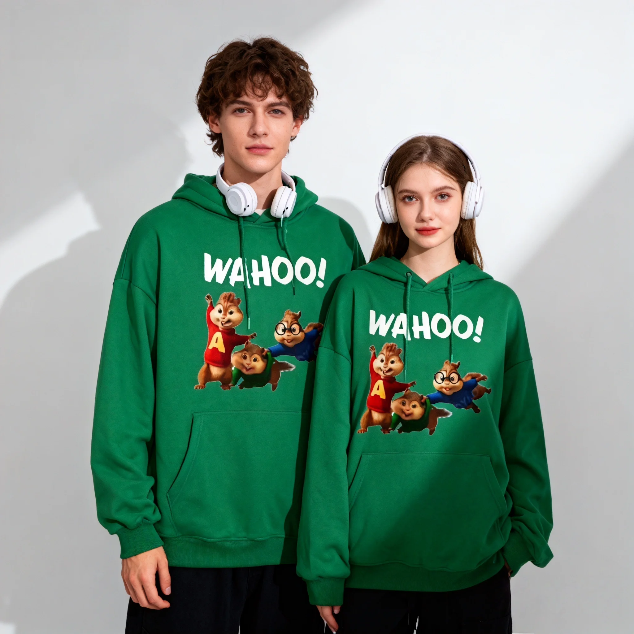 

25/26 Hot Autumn/Winter Hoodies Alvin and Chipmunk Cartoon Letter Printed Street Oversized Adult Women and Children Hoodies