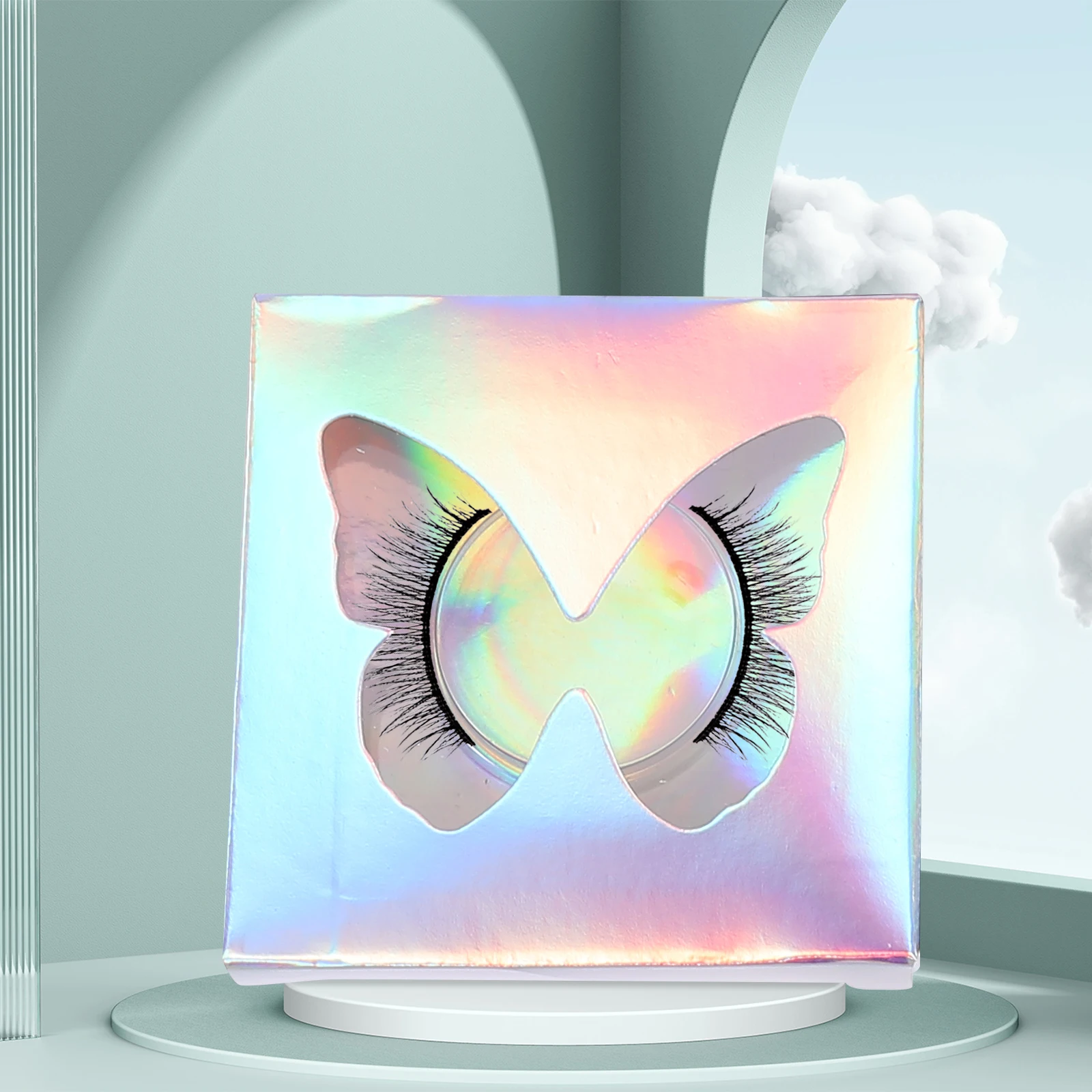 

30pcs Square Eyelash Boxes Hollow Container Colorful Holder False Lashes Packaging Beautiful Storage Case Cosmetics