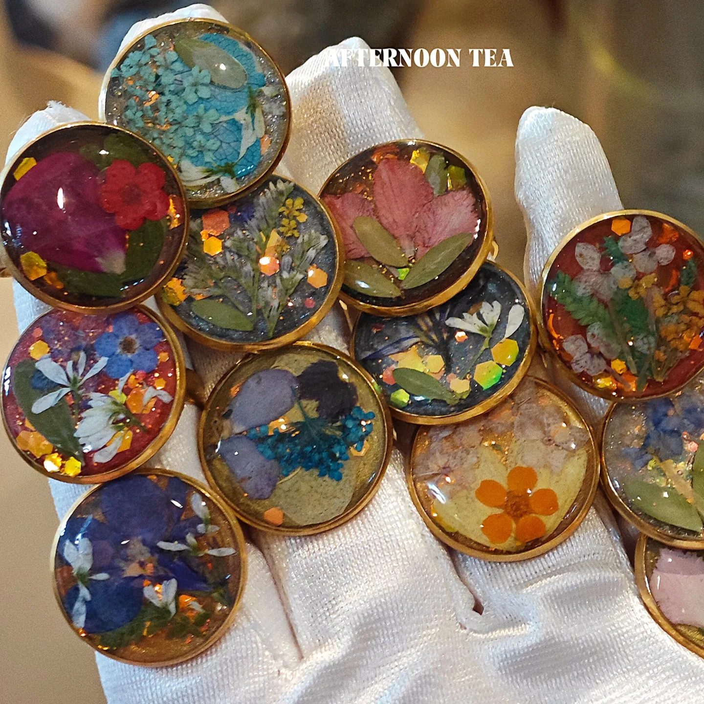 

3331 Wholesale Handmade Dried Eternal Flower Ring December Creative Stainless Steel Open Ring Christmas Birthday Holiday Gift