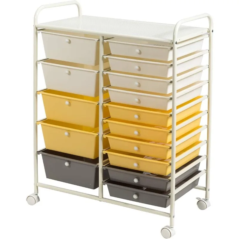 15 Drawers Rolling Storage Cart, Multipurpose Mobile Rolling Drawers Craft Organization W/Drawers & Wheels, Utility Storage