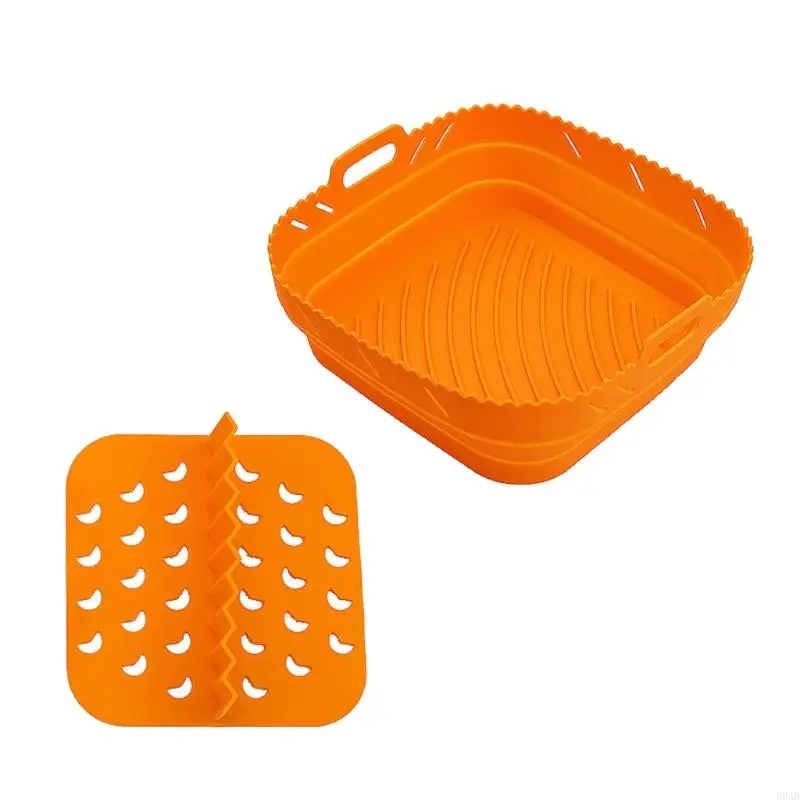 D0ab Air Fryers Silicone Basket Tấm vuông có thể tái sử dụng không khí Fryers Nấu các phụ kiện có thể gập được công cụ nướng khí