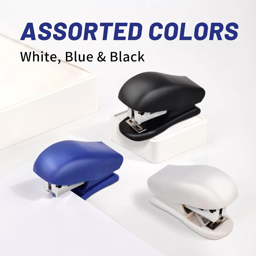 ミニホッチキス ステープル付き オフィスデスクトップホッチキス 25枚綴じ 小型ホッチキス 標準ステープル640本付き 持ち運びやすく収納しやすい