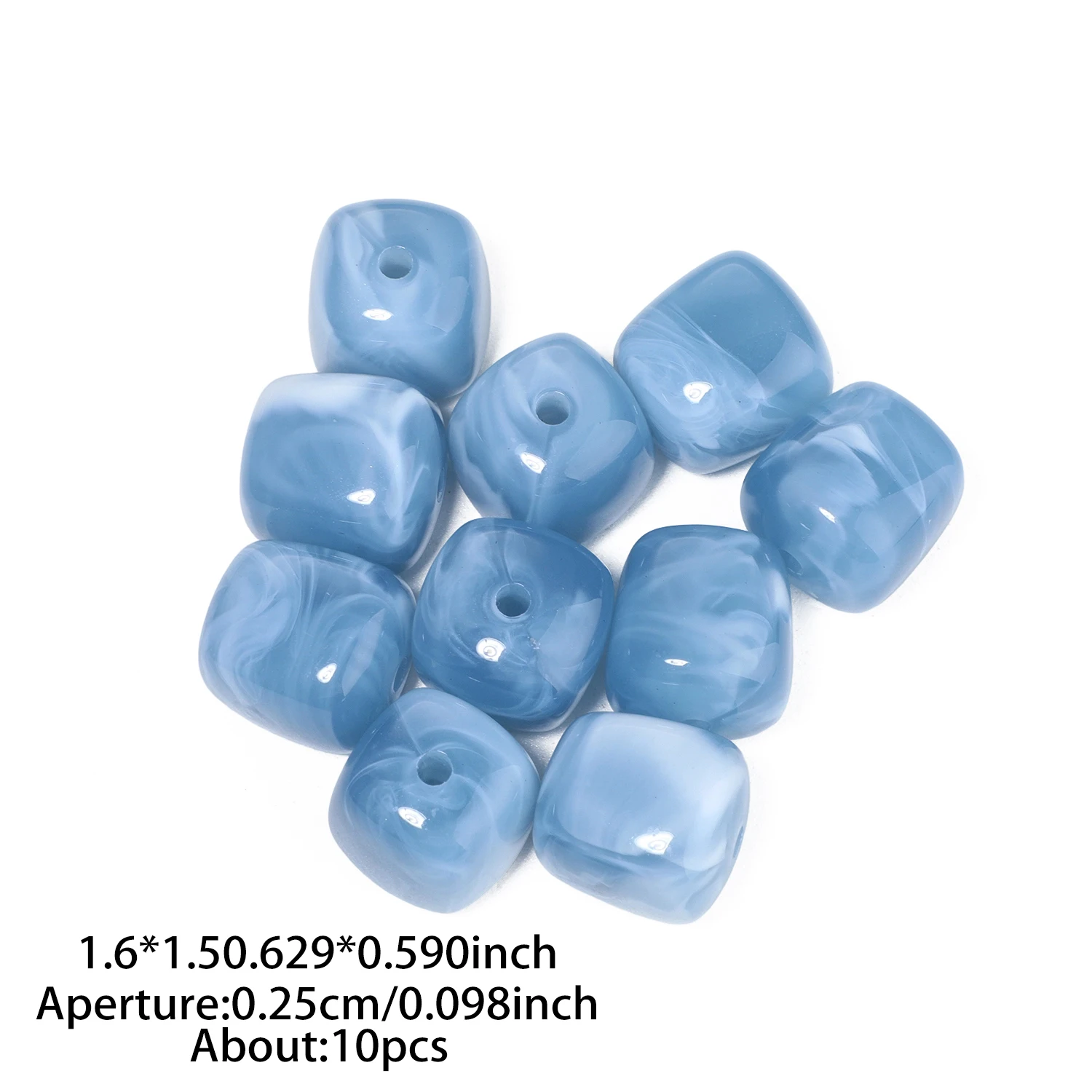 10 Stück quadratische, perforierte Acrylperlen, 16 x 15 mm, zweifarbig, lose Perlen zum Basteln von Schmuck, zum Beispiel für Halsketten und Armbänder. – Detail 4