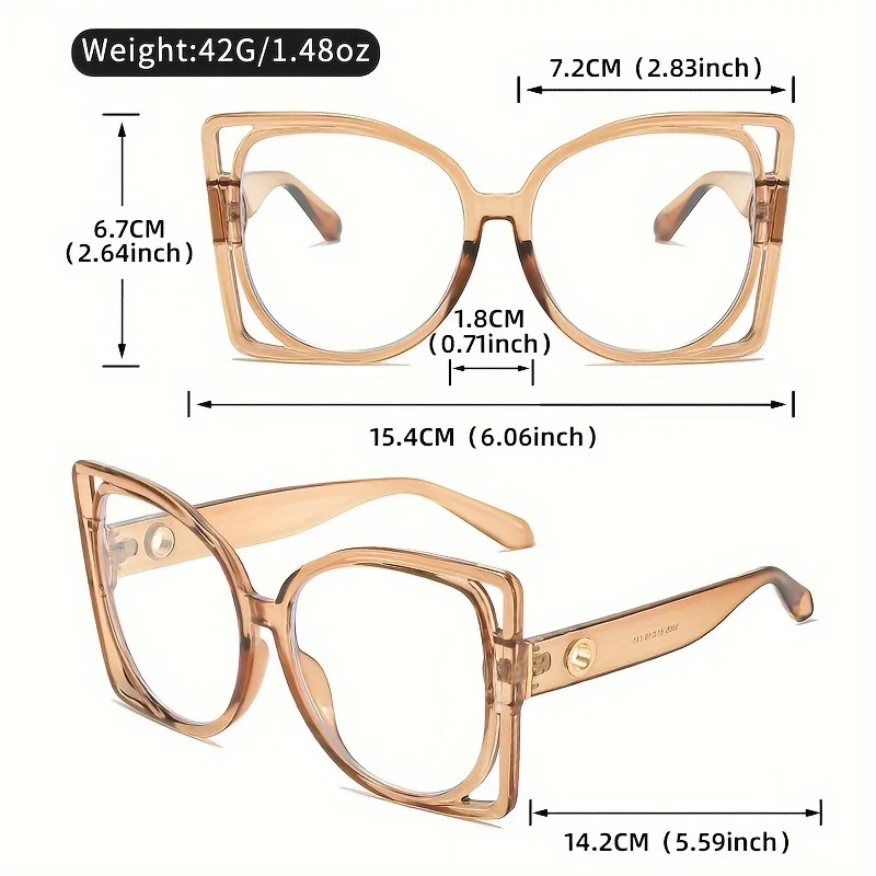 نظارات LINFEMAND العصرية ذات العدسات الشفافة المربعة الكبيرة للنساء، نظارات قراءة للمكتب، هدايا العيد #6