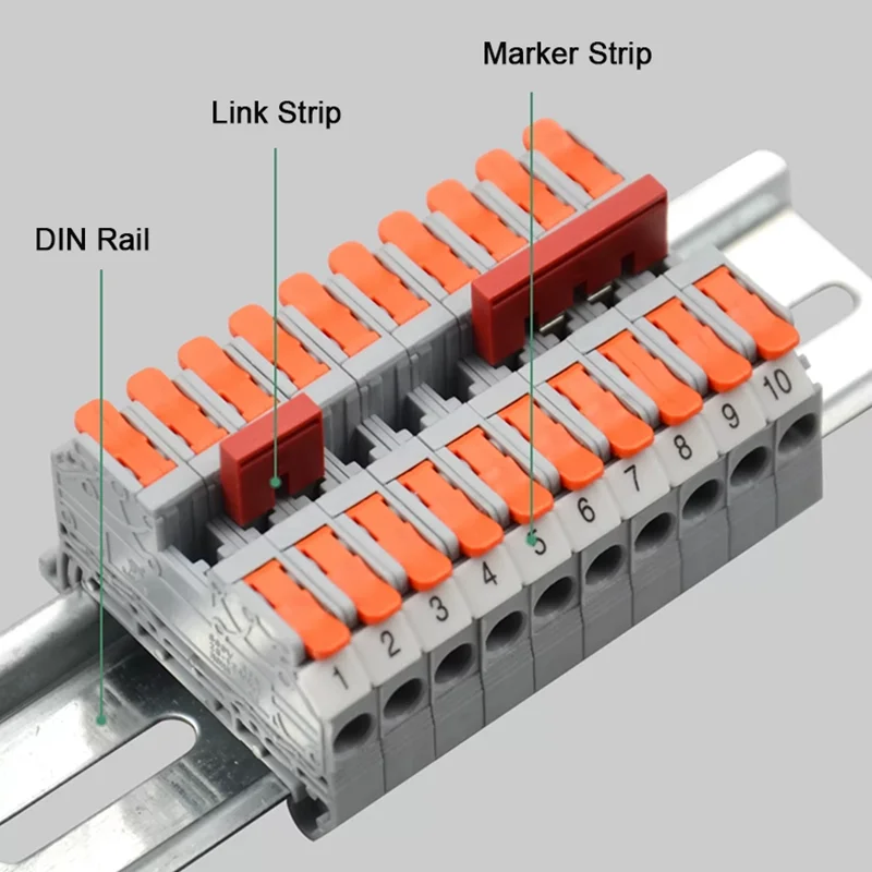 KV-2.5 Screwless DIN Rail Terminal Block,Universal Push-in Wire Splicing Connector Quick Connect Fast Wiring Electrical Terminal
