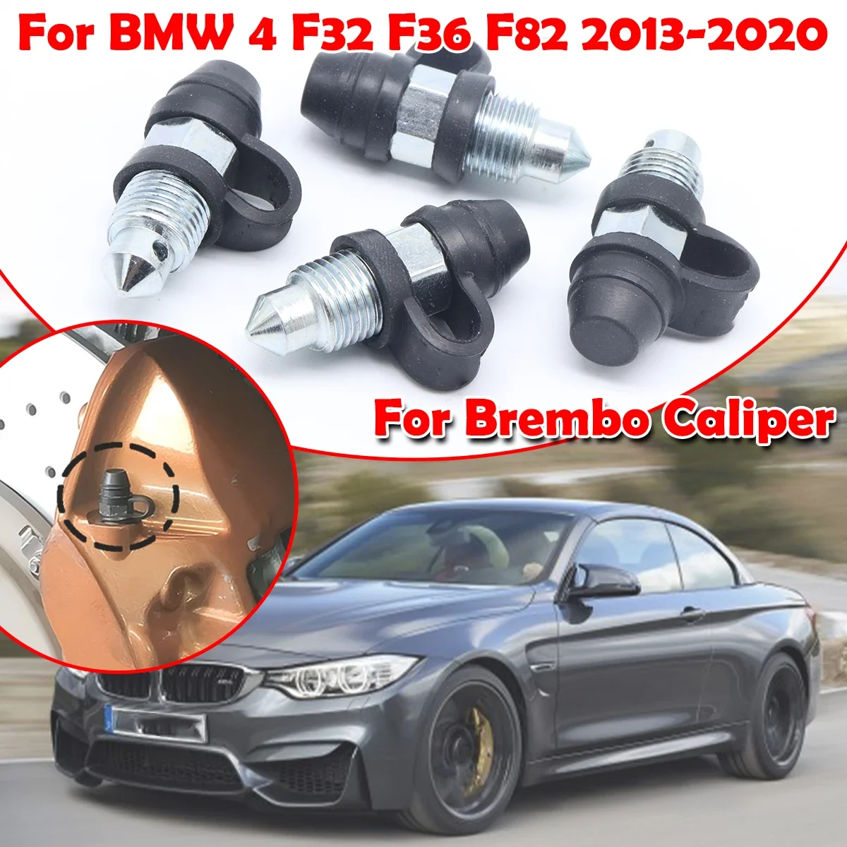 

Front Rear Bleeder Valves and Rubber Dust Caps Left Right Caliper Bleed Nipple Screw Repair Kit For BMW 4 F32 F36 F82 2013-2020