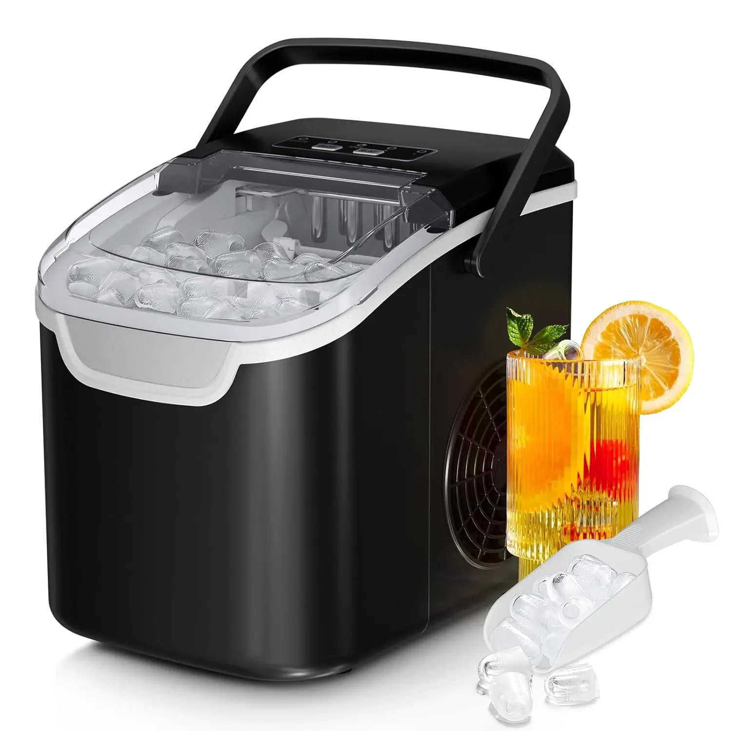 

Portable Ice Maker, 8 Cubes in 6 Mins, 26lb/Day, Energy-Saving for Home/Travel/Camping/Bar