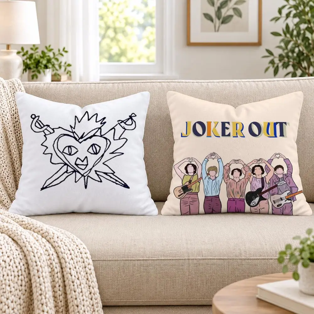 J-Joker O-Out Band Cushion Cover Short Plush Double-Sided Printing Sofa Bedroom Living Room Throw Pillow Cover Home Decor