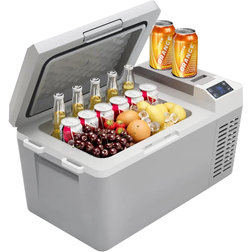 

21QT Portable Car Refrigerator Freezer, Compact 20L Electric Cooler With 12/24V DC and 110-240V AC, Battery Cooler for Camping,