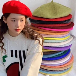 Wool Berets French Artist Style Warm Winter Beanie Hat Soft Retro Plain Beret Solid Color Women Elegant Comfortable Caps