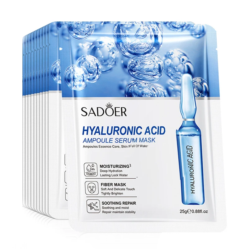 10 stks SADOER 24 K Goud Vitamine C Hyaluronzuur Gezichtsmasker Facial Hydraterende Verstevigende Hydraterende Gezichtsmaskers Huidverzorgingsproducten