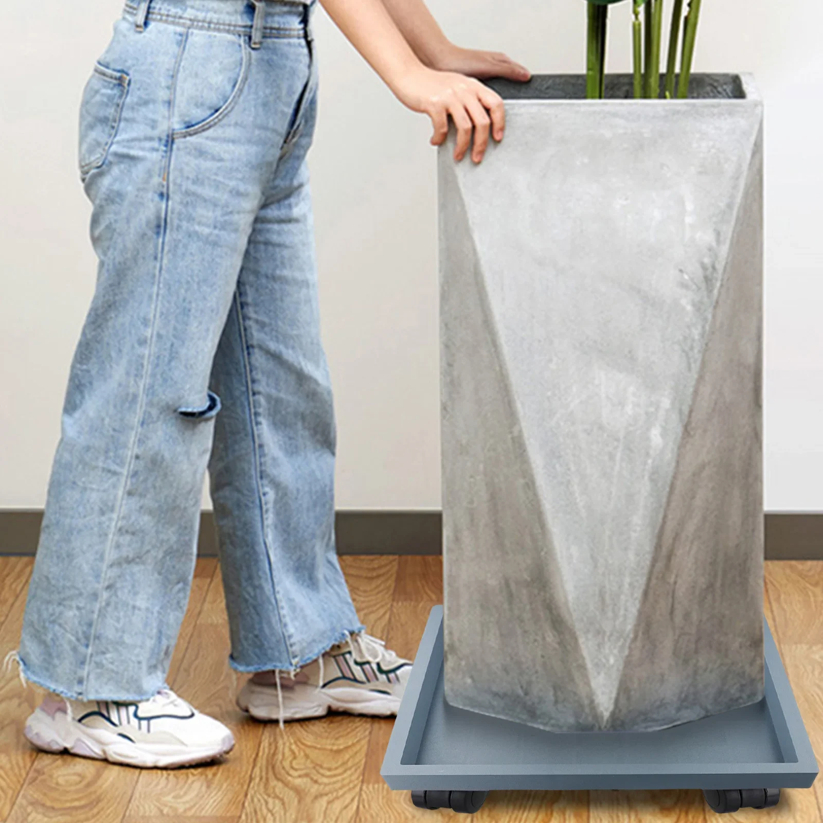 Square Plant Pot Stand With Wheels, Movable Flower Pot Tray For Garden And Patio For Indoor Outdoor Movable Wheel Plant Stand