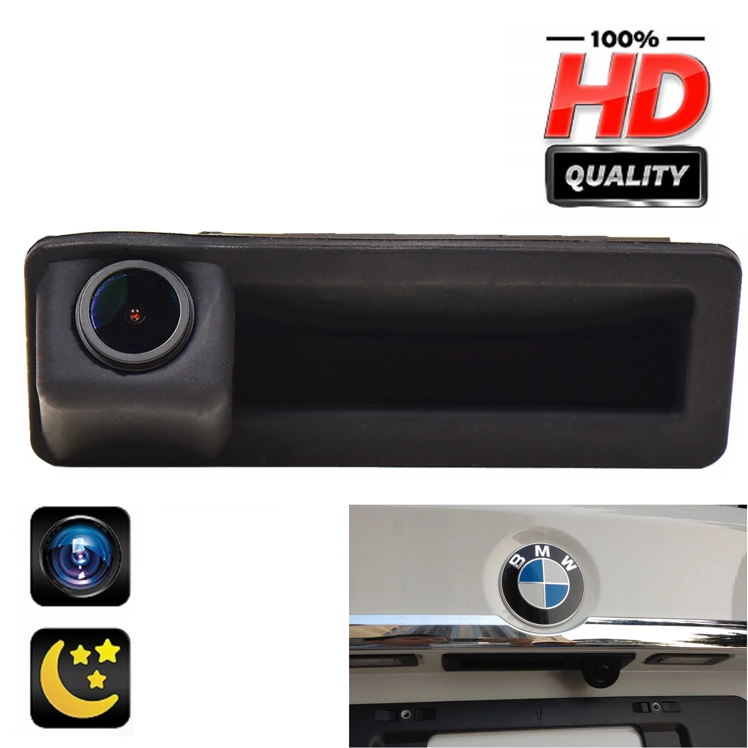 

HD 1280x720p handle Backup camera for BMW E60 E61 E70 E71 E72 E82 E88 E84 E90 E91 E92 E93 X1 X5 , Rear View Night Vision Camera