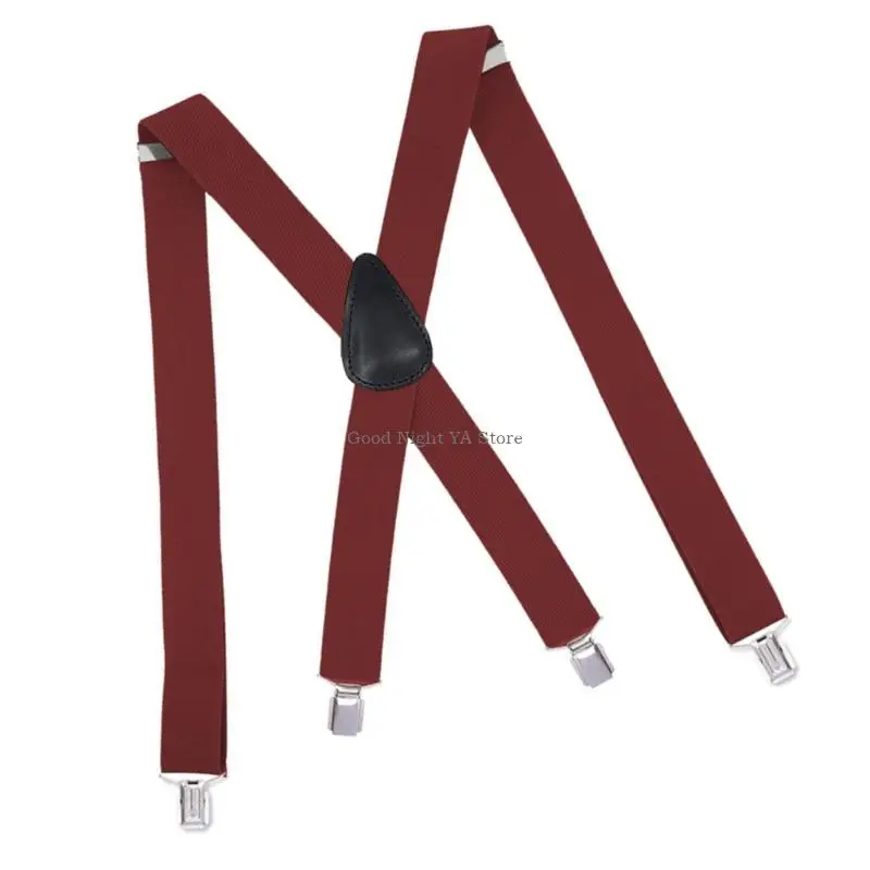  Adjustable Suspenders For Men Elastic Suspender With 4 Clip Durability Polyester