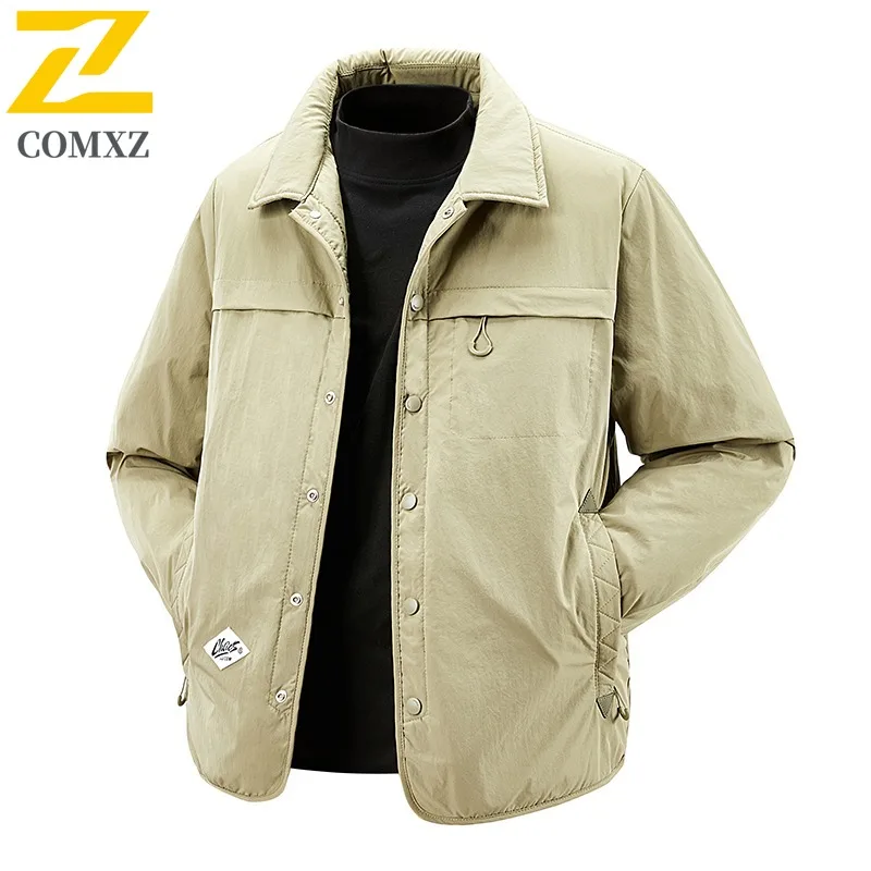 

COMXZ Men Outdoor Down Jacket Casual Stand Collar Office Thickened Warm Parka Solid Color Comfort Lightweight Winter Clothing
