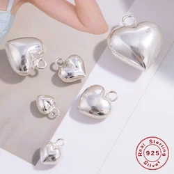 S925 Sterling Silver Heart-shaped Chain Pendant charms for Jewelry, 7mm-16mm pendant Accessories Wholesale Supplies SD2
