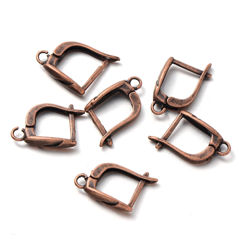 6Pcs 18X11Mm Alloy Bronze French Hooks Lever Back Open Loop Hook Earring Base for Earring Clips Clasp Jewelry Making Accessories