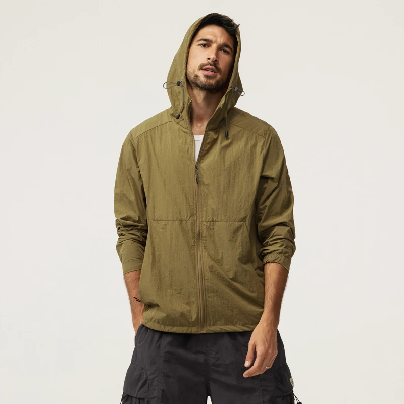 Summer thin outdoor hiking sunscreen clothing trend high-quality hooded jacket versatile multi-pocket zipper work shirt