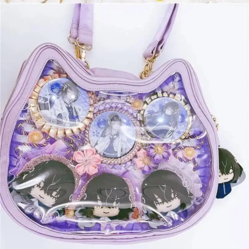 Bloom Haruku Aesthetic Transparent White Shoulder Women Sweet Cat Handbag Ita Bag Ladies Lolita Mini Backpack Itabag