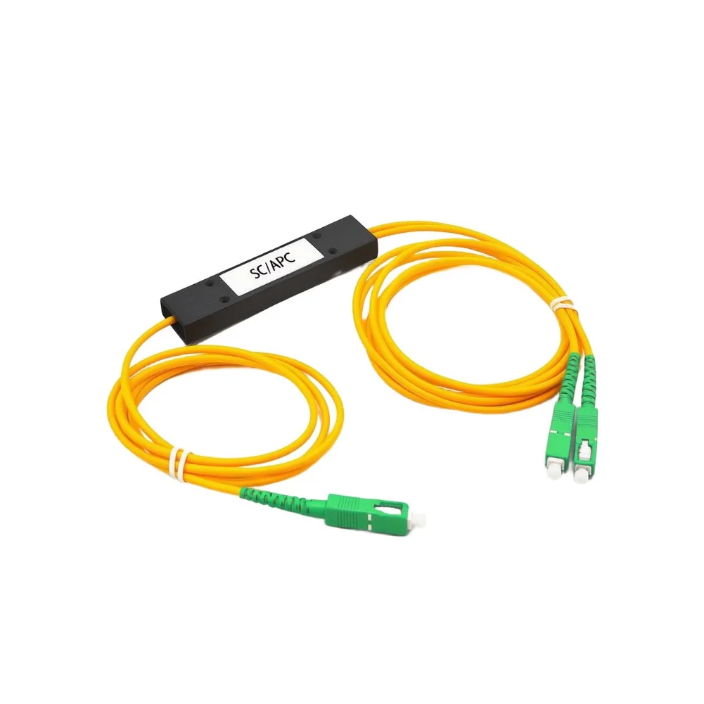 Fiber Splitter 1x2 For SC For APC Type for PON Applications Low Insertion Loss ABS Housing 15x15x15cm Yellow Unit