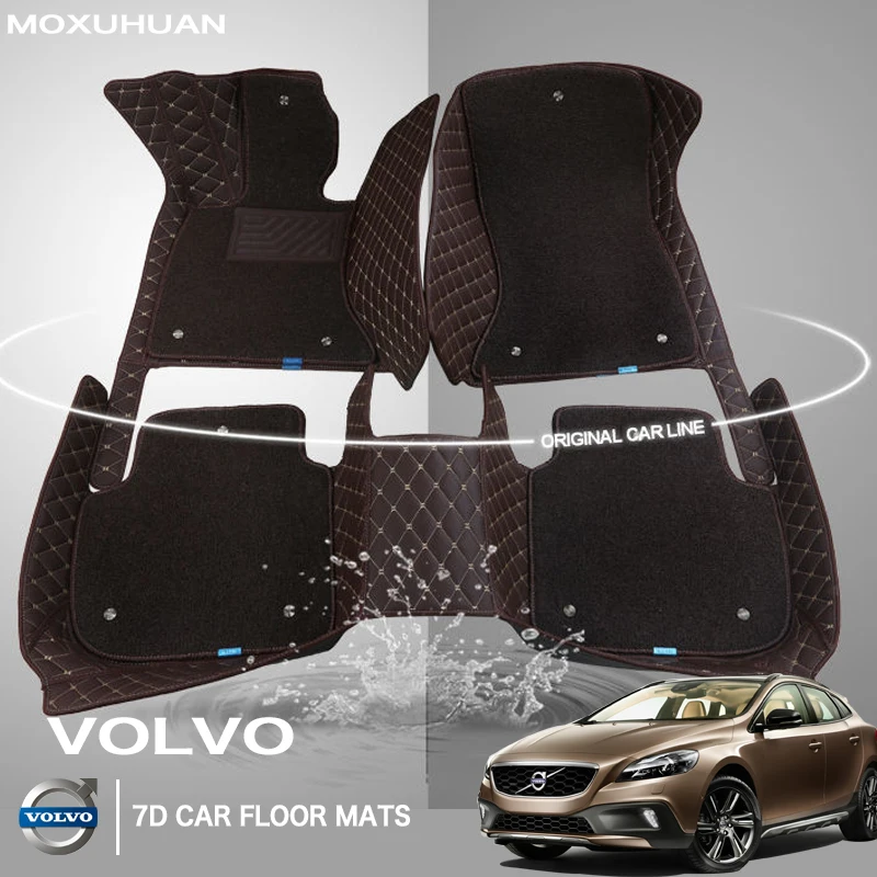 

7D Custom Luxury Car Leather Floor Mat For Volvo All Models S60 V40 XC70 V50 XC60 V60 V70 S80 XC90 V50 C30 S40 Car Accessories